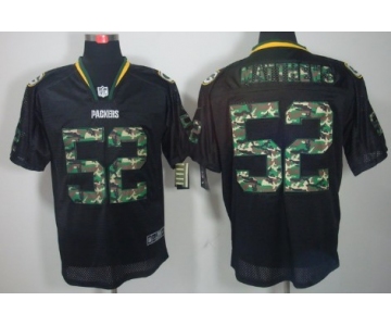 Nike Green Bay Packers #52 Clay Matthews Black With Camo Elite Jersey