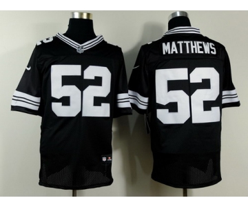 Nike Green Bay Packers #52 Clay Matthews Black With White Elite Jersey