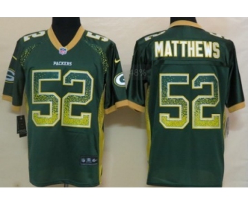 Nike Green Bay Packers #52 Clay Matthews Drift Fashion Green Elite Jersey