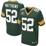 Nike Green Bay Packers #52 Clay Matthews Green C Patch Elite Jersey