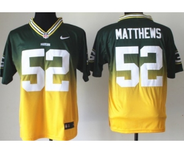 Nike Green Bay Packers #52 Clay Matthews Green/Yellow Fadeaway Elite Jersey