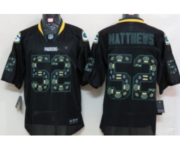 Nike Green Bay Packers #52 Clay Matthews Lights Out Black Ornamented Elite Jersey