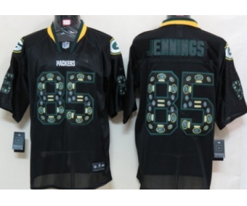 Nike Green Bay Packers #85 Greg Jennings Lights Out Black Ornamented Elite Jersey