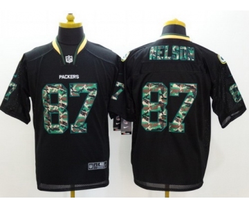 Nike Green Bay Packers #87 Jordy Nelson Black With Camo Elite Jersey