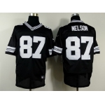 Nike Green Bay Packers #87 Jordy Nelson Black With White Elite Jersey