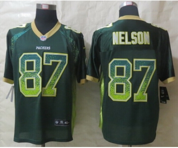 Nike Green Bay Packers #87 Jordy Nelson Drift Fashion Green Elite Jersey