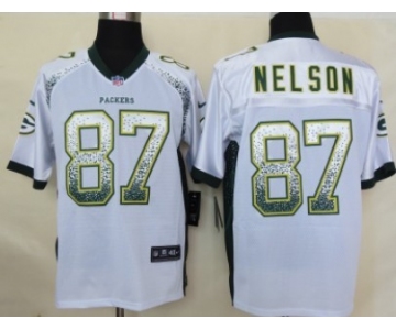 Nike Green Bay Packers #87 Jordy Nelson Drift Fashion White Elite Jersey