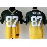 Nike Green Bay Packers #87 Jordy Nelson Green/Yellow Fadeaway Elite Jersey