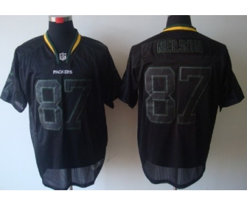 Nike Green Bay Packers #87 Jordy Nelson Lights Out Black Elite Jersey