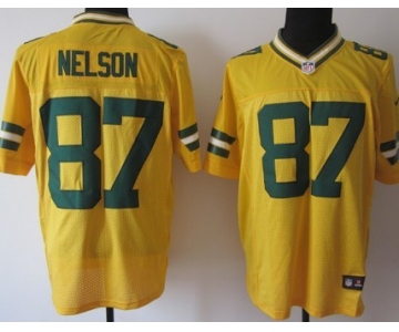 Nike Green Bay Packers #87 Jordy Nelson Yellow Elite Jersey