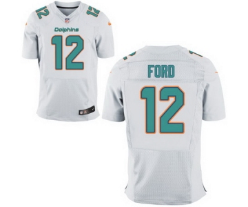 Men's 2017 NFL Draft Miami Dolphins #12 Isaiah Ford White Road Stitched NFL Nike Elite Jersey