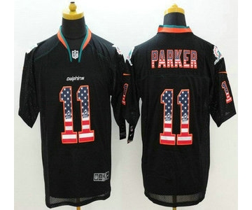 Men's Miami Dolphins #11 DeVante Parker Black USA Flag Fashion NFL Nike Elite Jersey