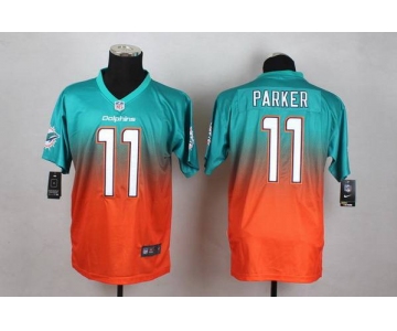 Men's Miami Dolphins #11 DeVante Parker Nike Aqua GreenOrange Fadeaway Elite Jersey