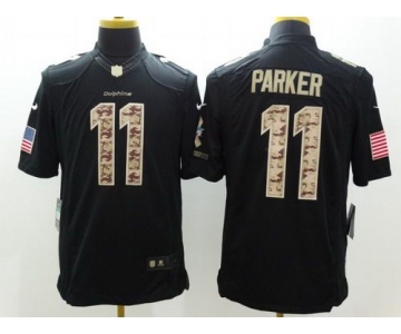 Men's Miami Dolphins #11 DeVante Parker Salute to Service Nike Black Limited Jersey