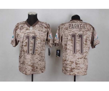 Men's Miami Dolphins #11 DeVante Parker USMC Camo Elite Jersey With USMC Patch