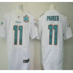 Men's Miami Dolphins #11 DeVante Parker White Team Color 2015 NFL 50th Patch Nike Elite Jersey