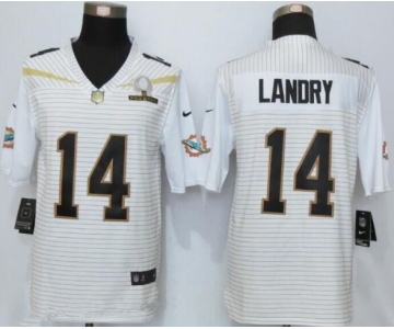 Men's Miami Dolphins #14 Jarvis Landry White 2016 Pro Bowl Stitched NFL Nike Elite Jersey