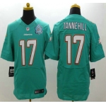 Men's Miami Dolphins #17 Ryan Tannehill Aqua Green Team Color 2015 NFL 50th Patch Nike Elite Jersey