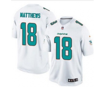 Men's Miami Dolphins #18 Rishard Matthews White Road NFL Nike Elite Jersey