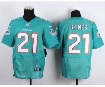 Men's Miami Dolphins #21 Brent Grimes Nike Aqua Green Elite Jersey