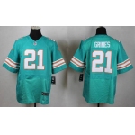 Men's Miami Dolphins #21 Brent GrimesAqua Green Alternate 2015 NFL Nike Elite Jersey