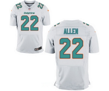 Men's Miami Dolphins #22 Nate Allen White Road Stitched NFL Nike Elite Jersey