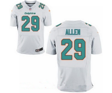 Men's Miami Dolphins #29 Nate Allen White Road Stitched NFL Nike Elite Jersey