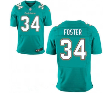 Men's Miami Dolphins #34 Arian Foster Aqua Green Team Color Stitched NFL Nike Elite Jersey