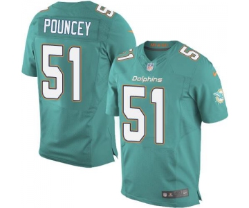 Men's Miami Dolphins #51 Mike Pouncey Nike Aqua Green Elite Jersey