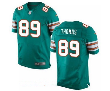 Men's Miami Dolphins #89 Julius Thomas Aqua Green Alternate Stitched NFL Nike Elite Jersey