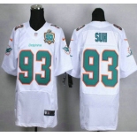 Men's Miami Dolphins #93 Ndamukong Suh White Road 2015 NFL 50th Patch Nike Elite Jersey