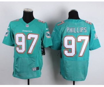 Men's Miami Dolphins #97 Jordan Phillips Nike Aqua Green Elite Jersey