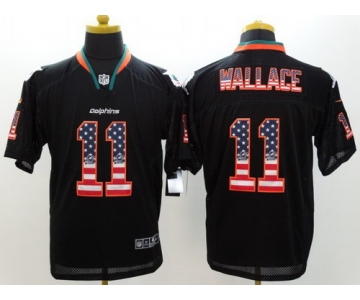 Nike Miami Dolphins #11 Mike Wallace 2014 USA Flag Fashion Black Elite Jersey