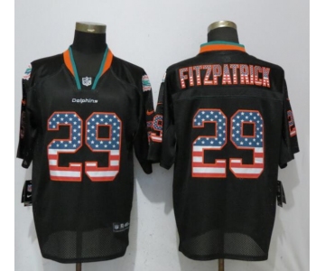 Nike Miami Dolphins #29 Minkah Fitzpatrick Black USA Flag Fashion Elite Jersey