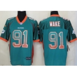 Nike Miami Dolphins #91 Cameron Wake Drift Fashion Green Elite Jersey