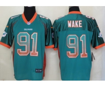 Nike Miami Dolphins #91 Cameron Wake Drift Fashion Green Elite Jersey