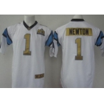 Men's Carolina Panthers #1 Cam Newton White Super Bowl 50th Anniversary 2016 NFL Nike Elite Jersey