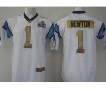 Men's Carolina Panthers #1 Cam Newton White Super Bowl 50th Anniversary 2016 NFL Nike Elite Jersey