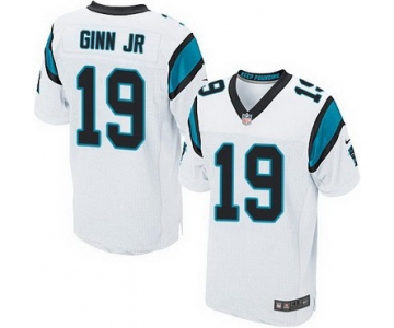 Men's Carolina Panthers #19 Ted Ginn Jr White Road NFL Nike Elite Jersey