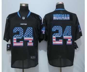 Men's Carolina Panthers #24 Josh Norman Black USA Flag Fashion NFL Nike Elite Jersey