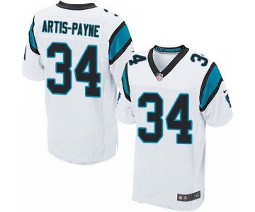 Men's Carolina Panthers #34 Cameron Artis-Payne White Road Stitched NFL Nike Elite Jersey