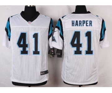 Men's Carolina Panthers #41 Roman Harper White Road NFL Nike Elite Jersey