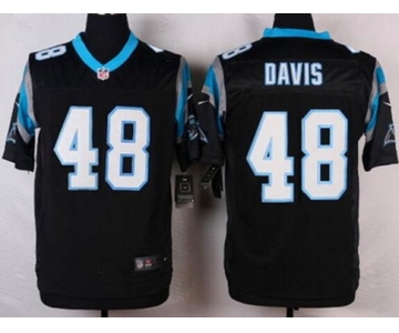 Men's Carolina Panthers #48 Stephen Davis Black Retired Player NFL Nike Elite Jersey