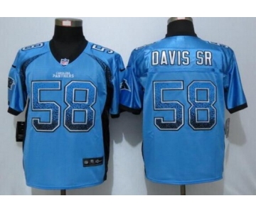 Men's Carolina Panthers #58 Thomas Davis Sr Light Blue Drift Fashion NFL Nike Elite Jersey