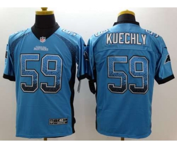 Men's Carolina Panthers #59 Luke Kuechly Nike Drift Fashion Blue Elite Jersey
