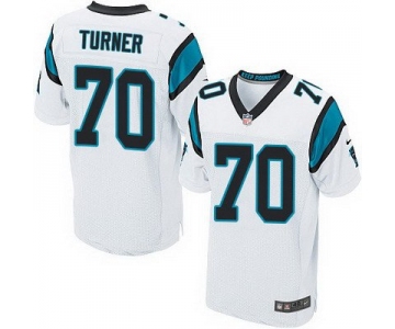 Men's Carolina Panthers #70 Trai Turner White Road NFL Nike Elite Jersey