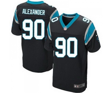 Men's Carolina Panthers #90 Frank Alexander Black Team Color NFL Nike Elite Jersey