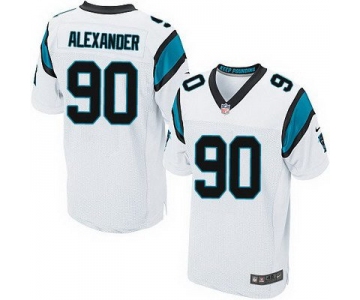 Men's Carolina Panthers #90 Frank Alexander White Road NFL Nike Elite Jersey