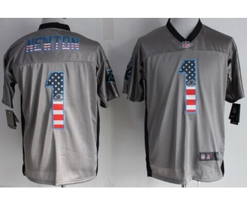 Nike Carolina Panthers #1 Cam Newton 2014 USA Flag Fashion Gray Elite Jersey