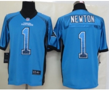 Nike Carolina Panthers #1 Cam Newton Drift Fashion Blue Elite Jersey